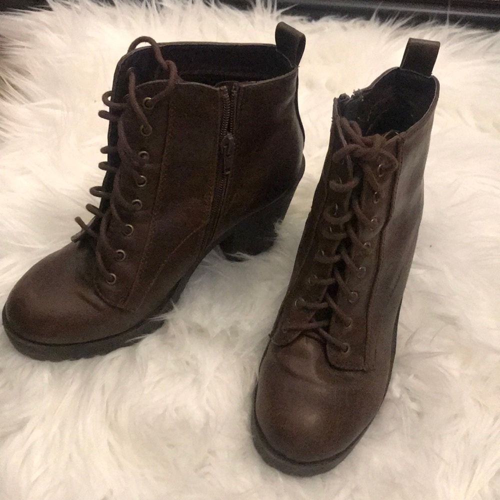 Dark brown combat boots